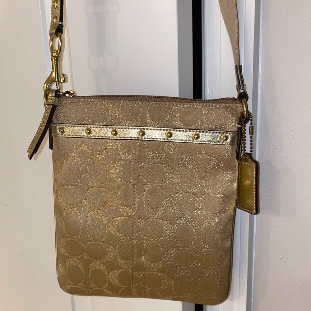 Vintage gold Coach signature crossbody